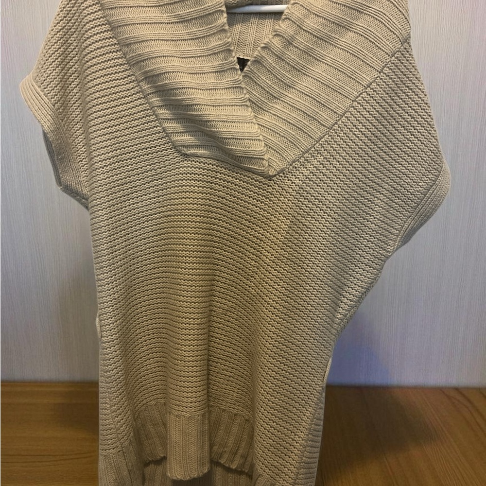 Beige Knit Cowl Neck Women Top